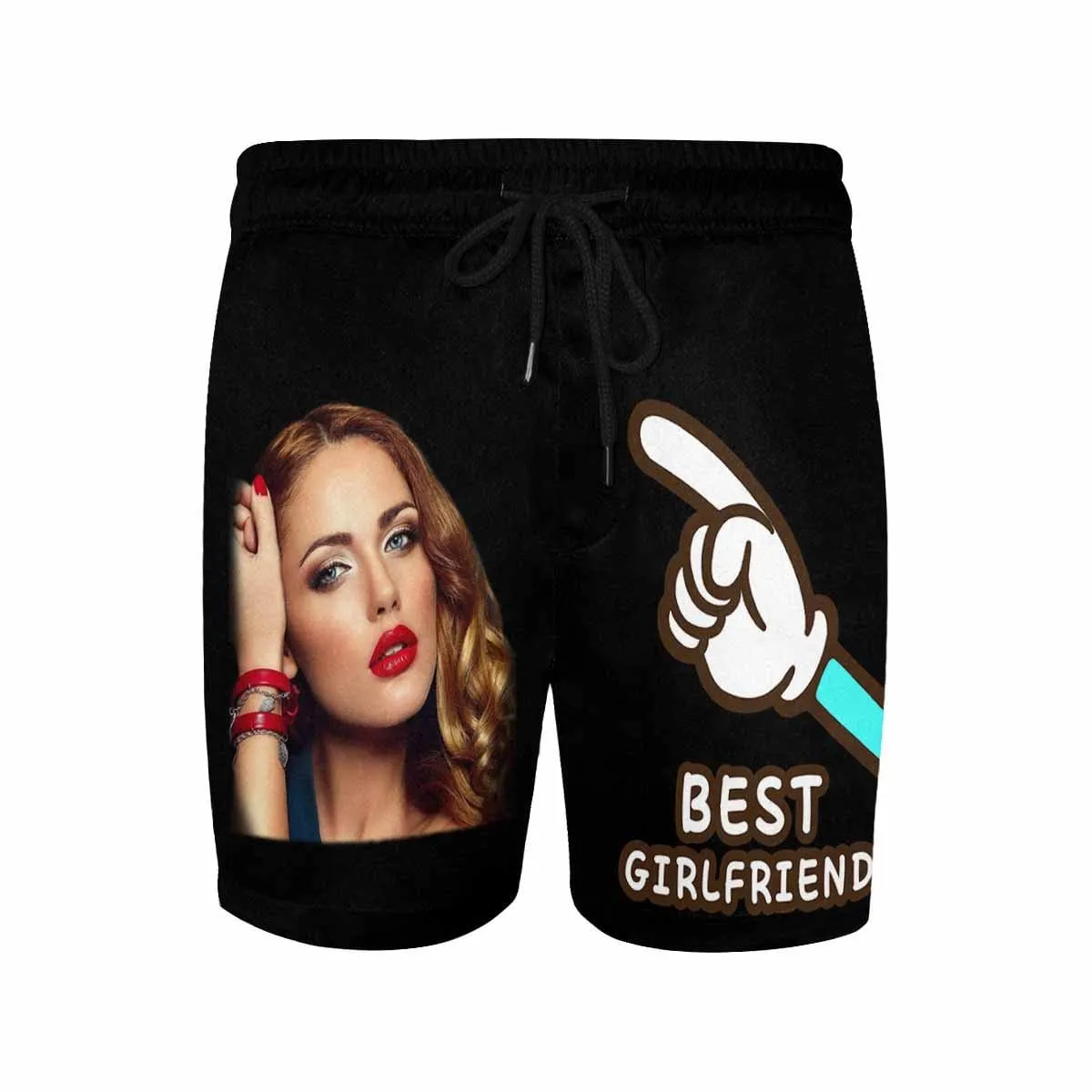 Personalized I Love My Girlfriend Swim Trunks Funny Text Best Girlfriend Men's Quick Dry Swim Shorts