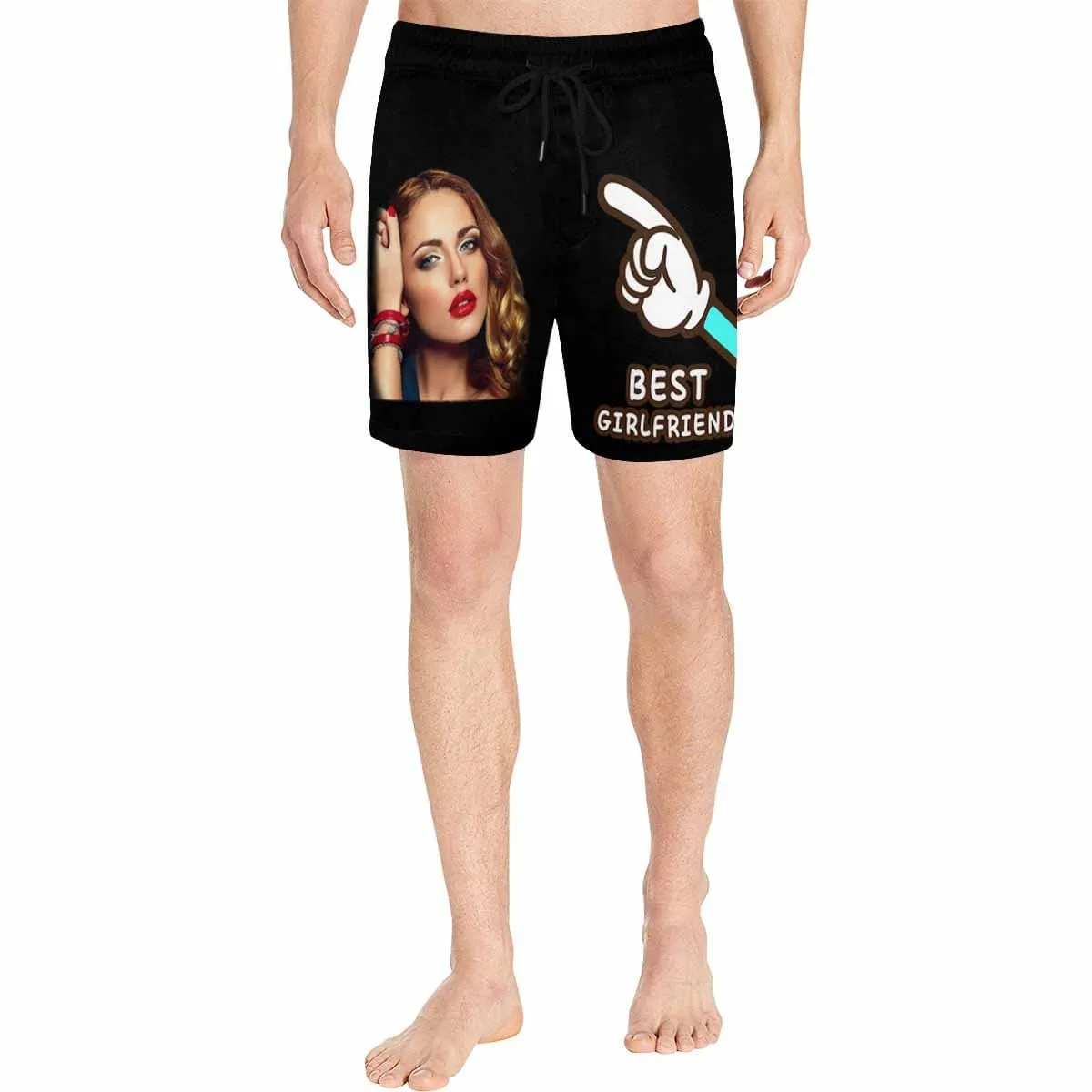 Personalized I Love My Girlfriend Swim Trunks Funny Text Best Girlfriend Men's Quick Dry Swim Shorts