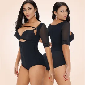 Plus Size Front Closure Hip Lifting Solid Lace Bodysuits Shapewear