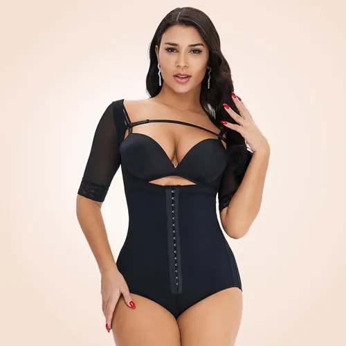 Plus Size Front Closure Hip Lifting Solid Lace Bodysuits Shapewear