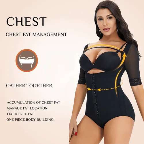 Plus Size Front Closure Hip Lifting Solid Lace Bodysuits Shapewear