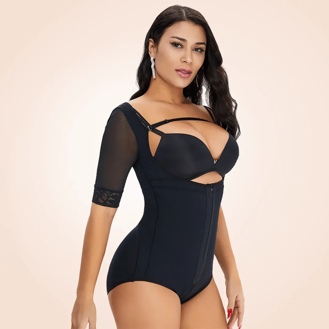 Plus Size Front Closure Hip Lifting Solid Lace Bodysuits Shapewear