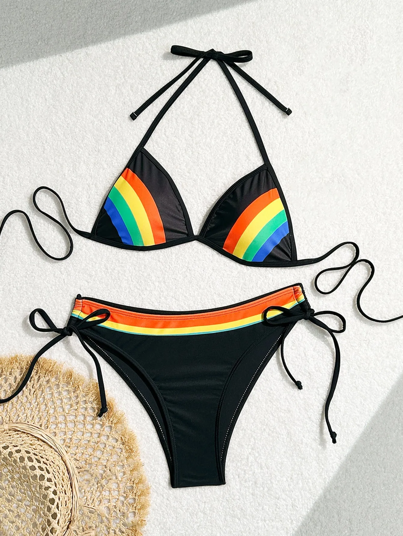 Rainbow Series Sexy Bikini Women Split Swimsuit Popular Lace Up Adjustable Swimsuit