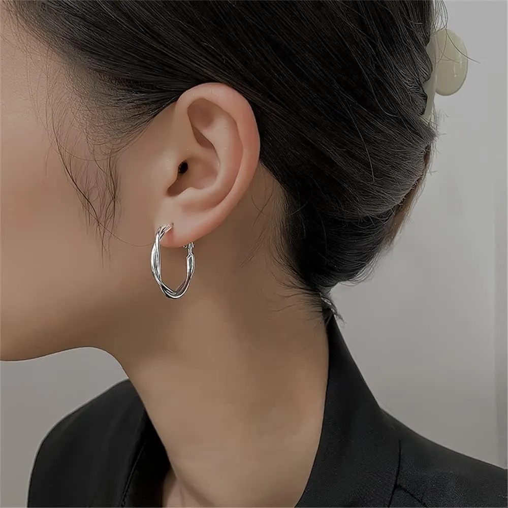 Small Silver Hoop Earrings for Women 925 Sterling Silver Plated Huggie Hoops Earring with Zircon Inlay Jewelry Gifts for Women Hypoallergenic