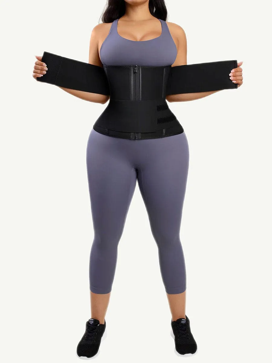 Steel Boned Tummy Control Waist Trainer with Double Belts