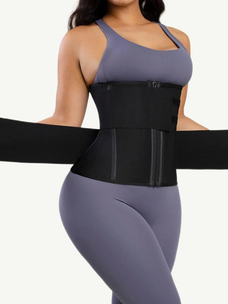 Steel Boned Tummy Control Waist Trainer with Double Belts