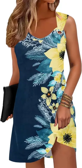 Summer Dresses for Women 2025 Sundresses Sleeveless Beach Swimsuit Cover Ups Spring Casual Loose Tank Tshirt Sun Dress