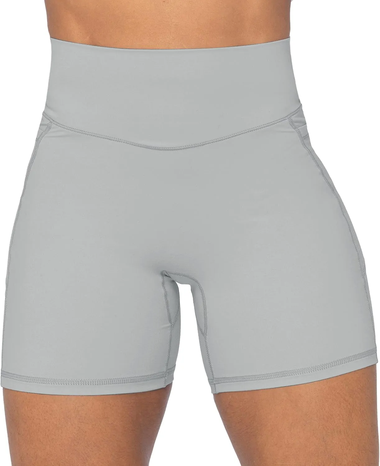 Sunzel No Front Seam Biker Shorts for Women with Pockets, Yoga Workout Gym Bike Shorts with Tummy Control
