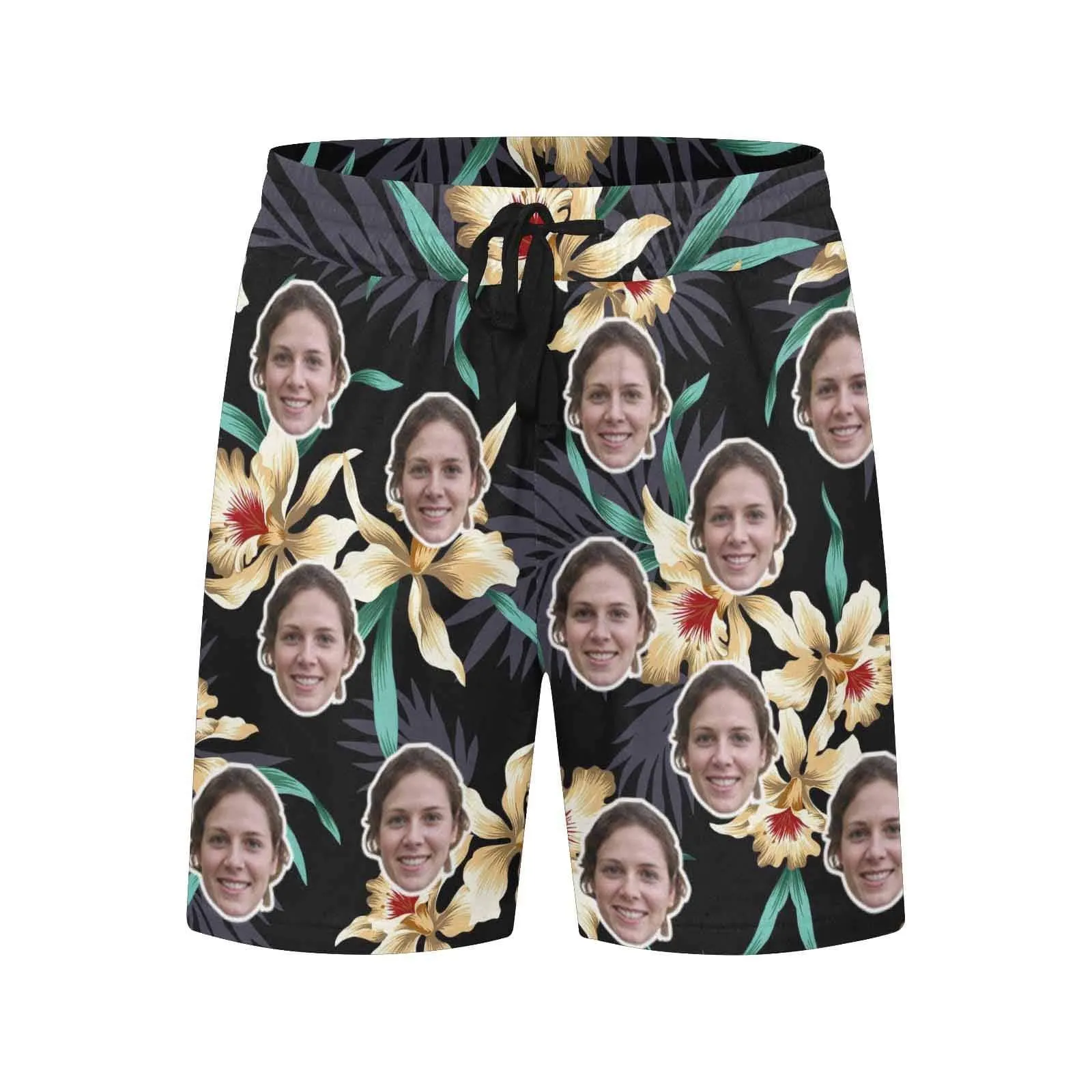 Swim Trunks with Face on Them Custom Flowers Men's Quick Dry Swim Shorts with Girlfriend's Photo