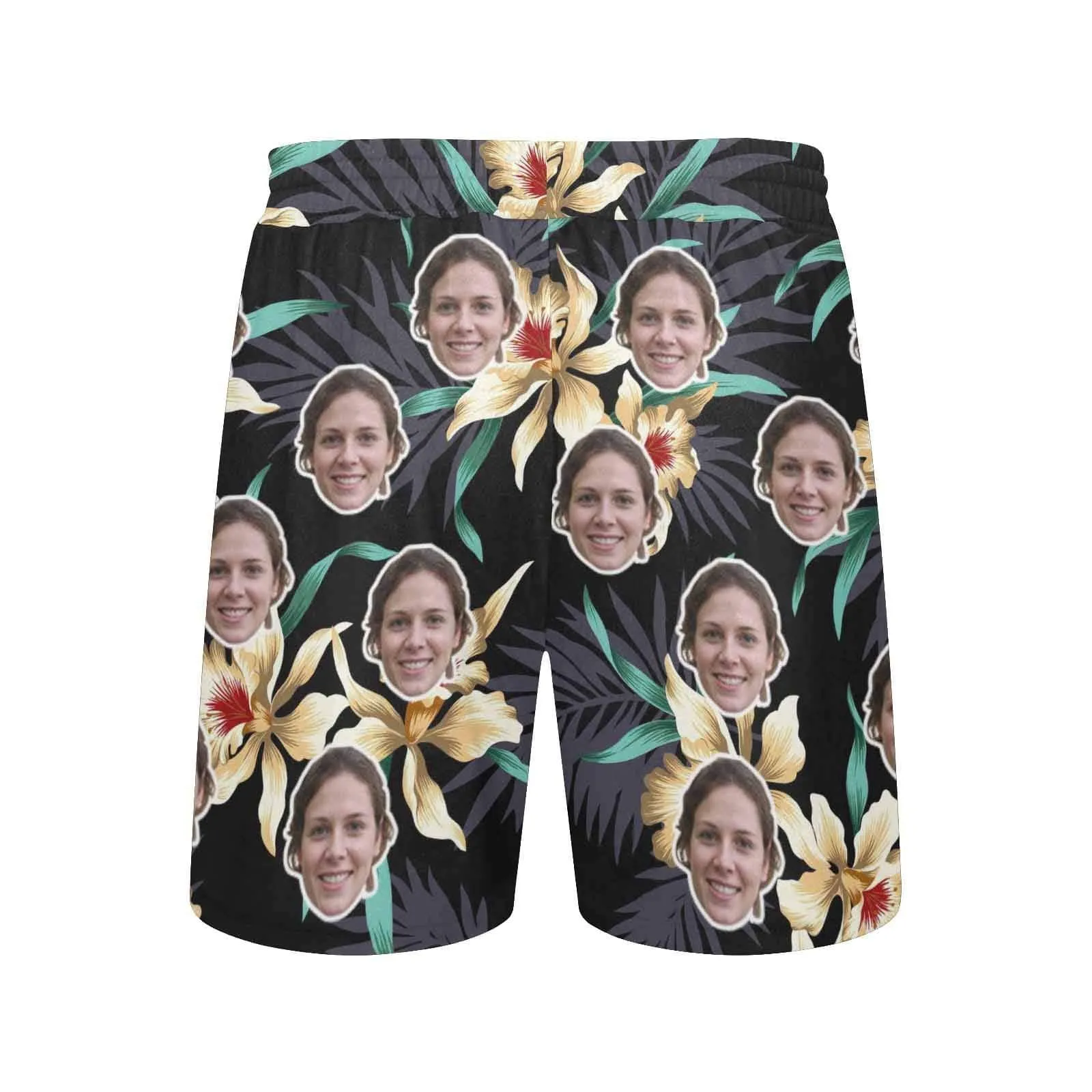 Swim Trunks with Face on Them Custom Flowers Men's Quick Dry Swim Shorts with Girlfriend's Photo