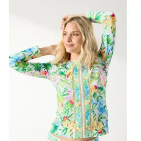 Tommy Bahama Full Zip Long Sleeve Rashguard SS500416 - Orchid Garden White