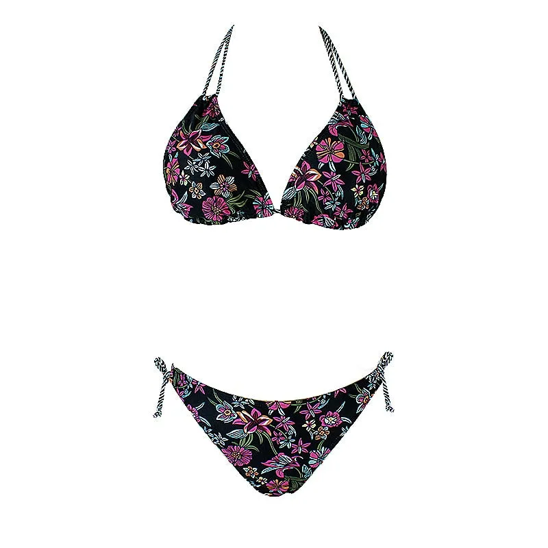 Upopby 2022 Sexy Floral Print String Bikini Halter Swimsuit