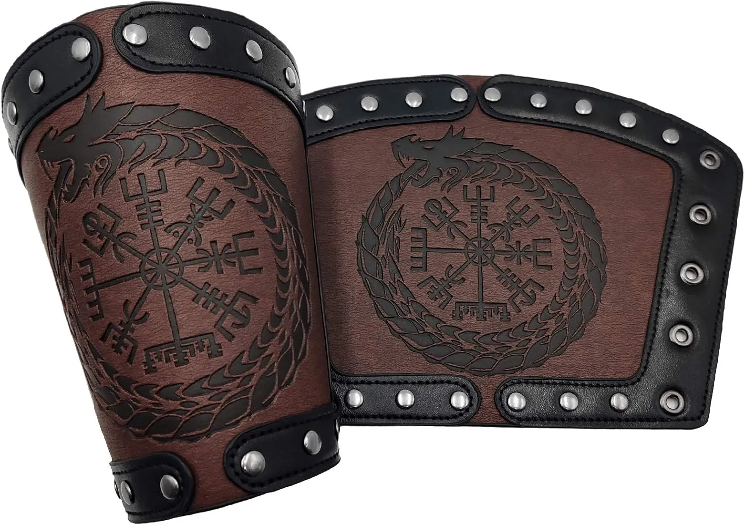 Viking Arm Bracer Embossed Fenrir Mjolnir Faux Leather Arm Armor Medieval Gauntlet Wristband Leather Arm Bracers