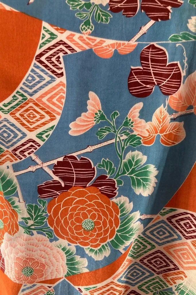 Vintage 1920s Orange & Blue Juban Kimono