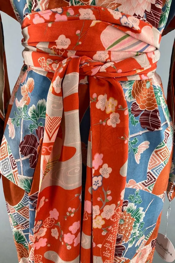 Vintage 1920s Orange & Blue Juban Kimono