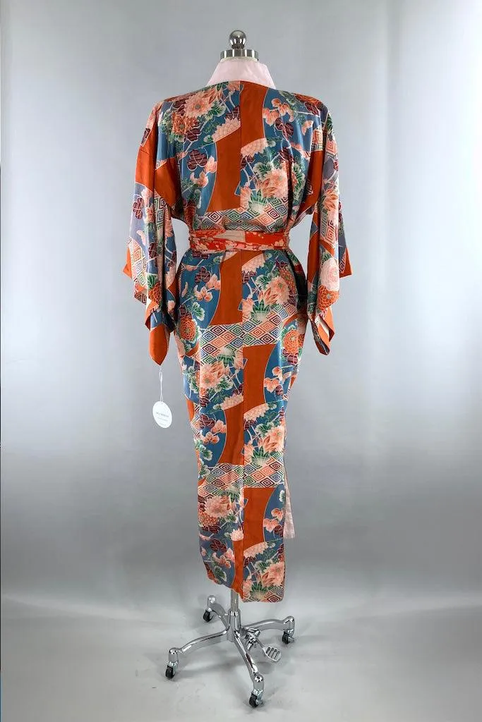 Vintage 1920s Orange & Blue Juban Kimono