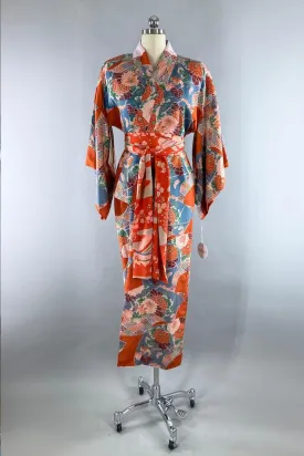 Vintage 1920s Orange & Blue Juban Kimono