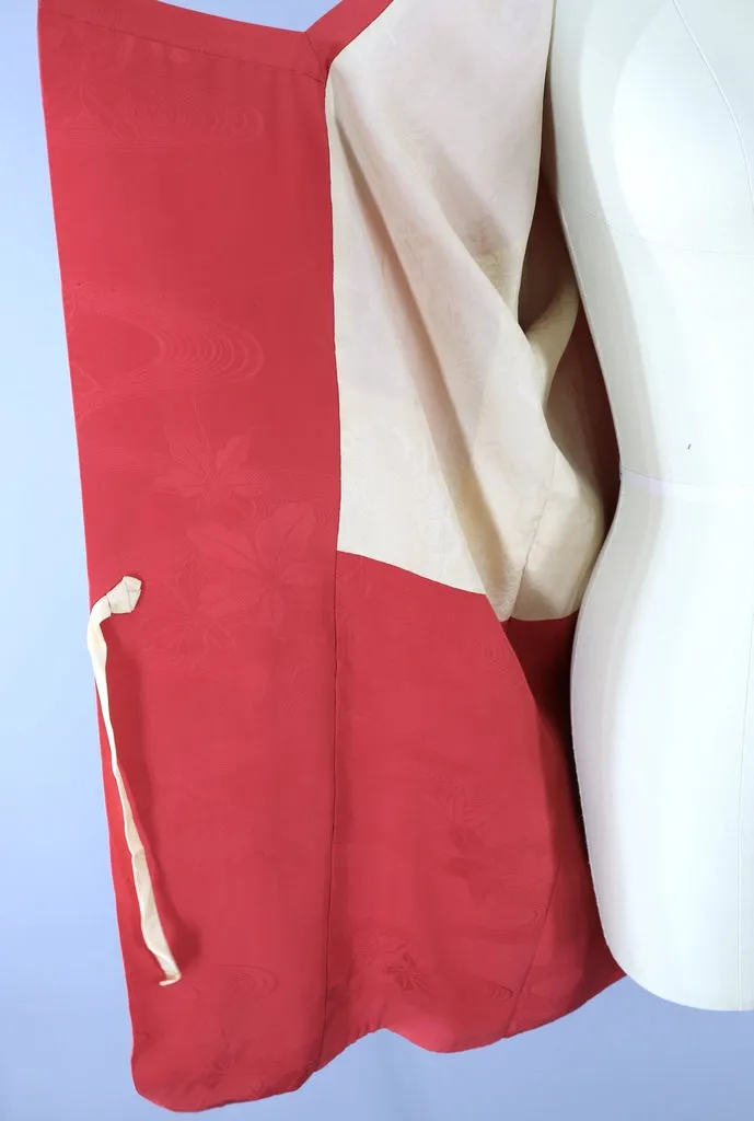 Vintage Silk Kimono Jacket in Red Floral