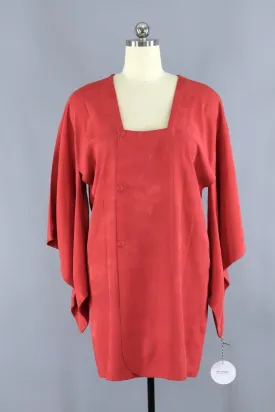 Vintage Silk Kimono Jacket in Red Floral