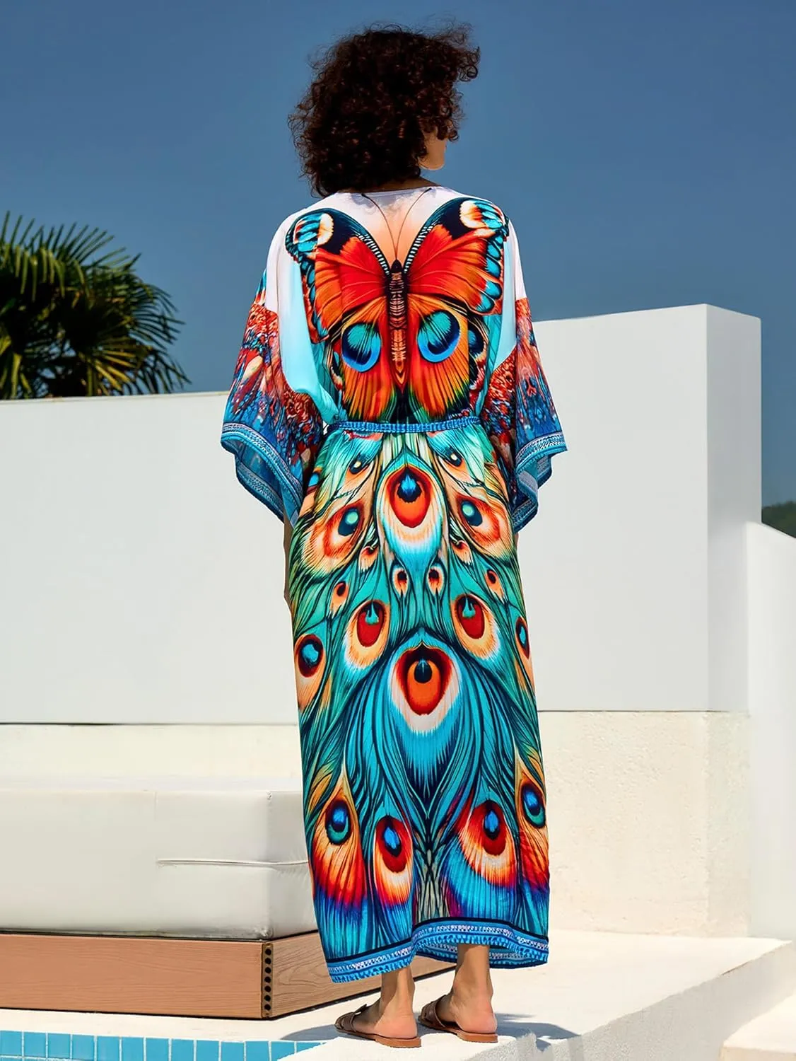 Women Casual Open Front Lightweight Cardigan Long Beach Kimono Cover Up