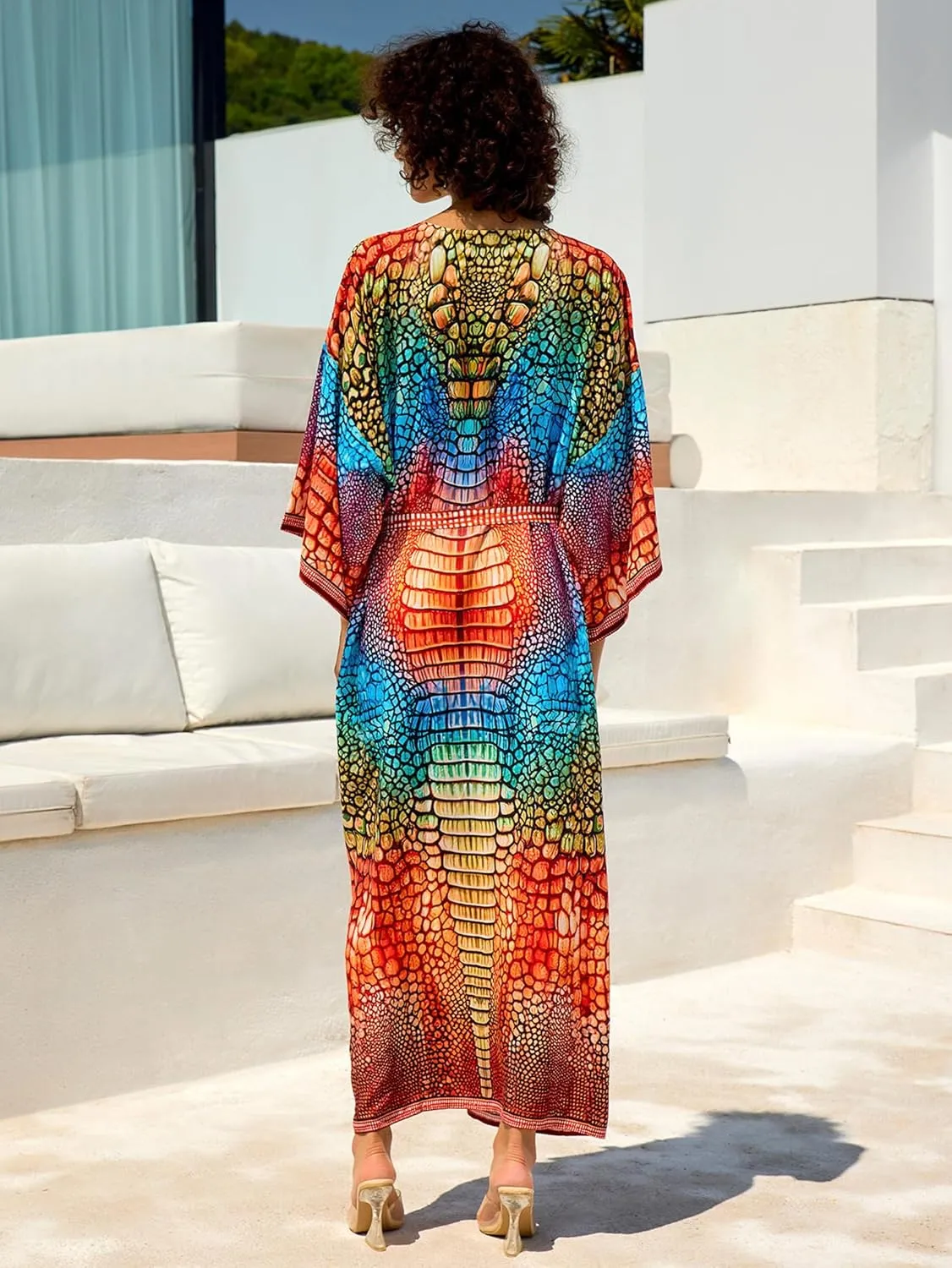 Women Casual Open Front Lightweight Cardigan Long Beach Kimono Cover Up