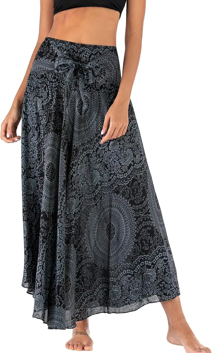 Womens Boho Skirt Long Skirts Hippie Clothes for Women with Tie