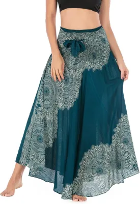 Womens Boho Skirt Long Skirts Hippie Clothes for Women with Tie