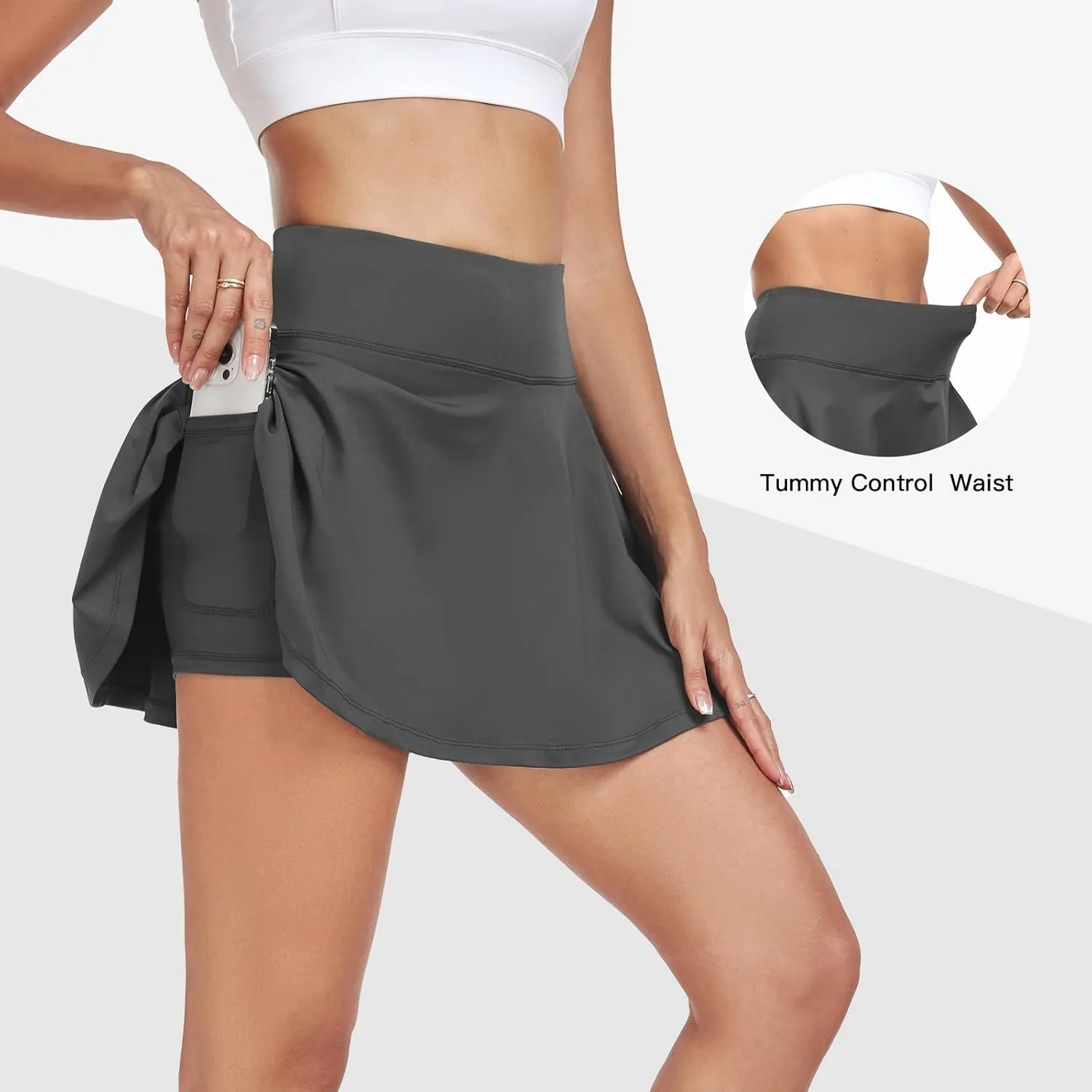 Womens Flowy Tennis Golf Skirts Built in Shorts Active Athletic Exercise Sports Workout Wear Skirts Skorts for Women