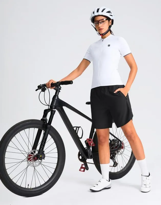 Women's Mountain Bike Shorts 4D Padded Cycling Shorts with Zipper Pockets High Waist Biking Riding Cycle Shorts