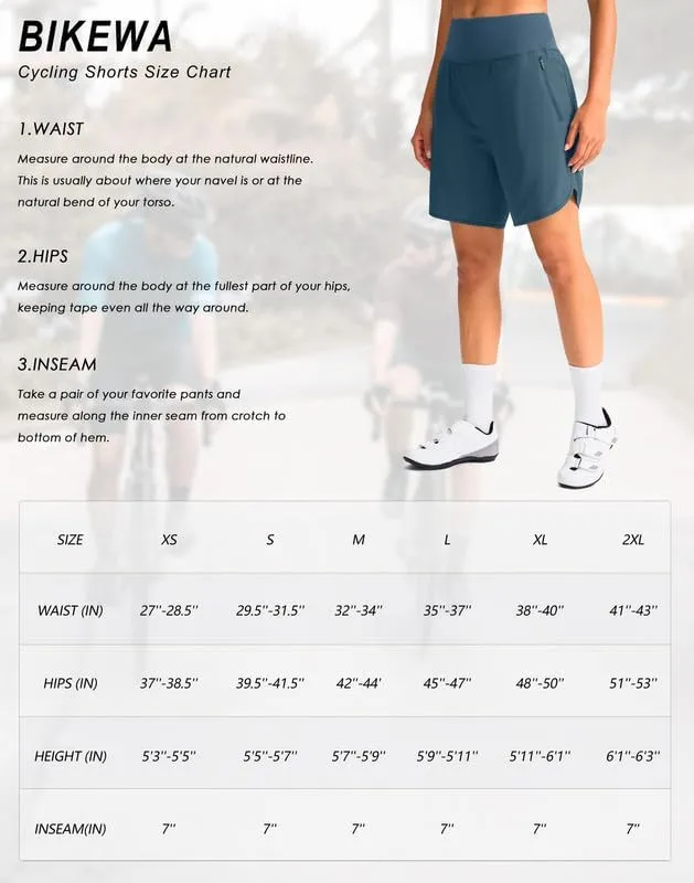 Women's Mountain Bike Shorts 4D Padded Cycling Shorts with Zipper Pockets High Waist Biking Riding Cycle Shorts