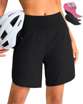 Women's Mountain Bike Shorts 4D Padded Cycling Shorts with Zipper Pockets High Waist Biking Riding Cycle Shorts