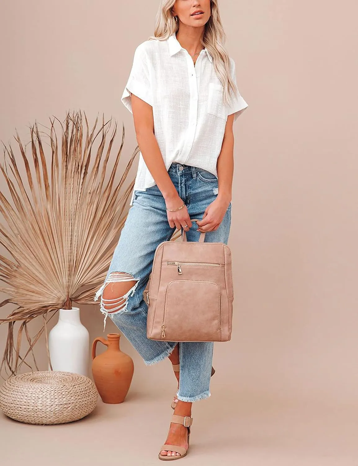 Womens Short Sleeve Cotton Button Down Up Shirt Collared V Neck Tops Shirts Blouses Dress for Women Western Wear