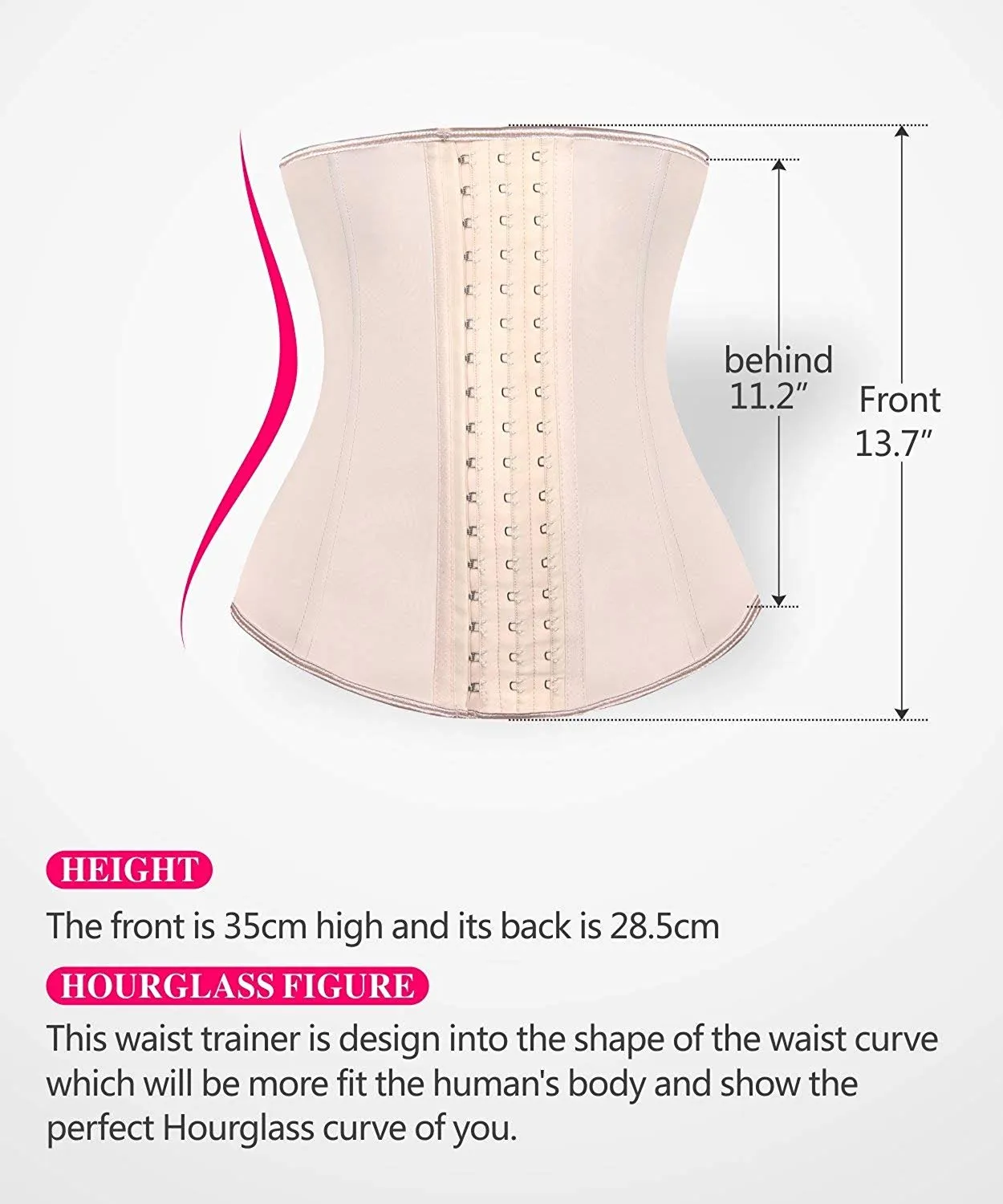 YIANNA Women Latex Long Torso Waist Trainer 9 Steel Bones 3 Row Hooks
