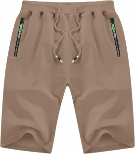 YTD Men's Shorts Casual Classic Fit Drawstring Summer Beach Shorts with Elastic Waist and Pockets