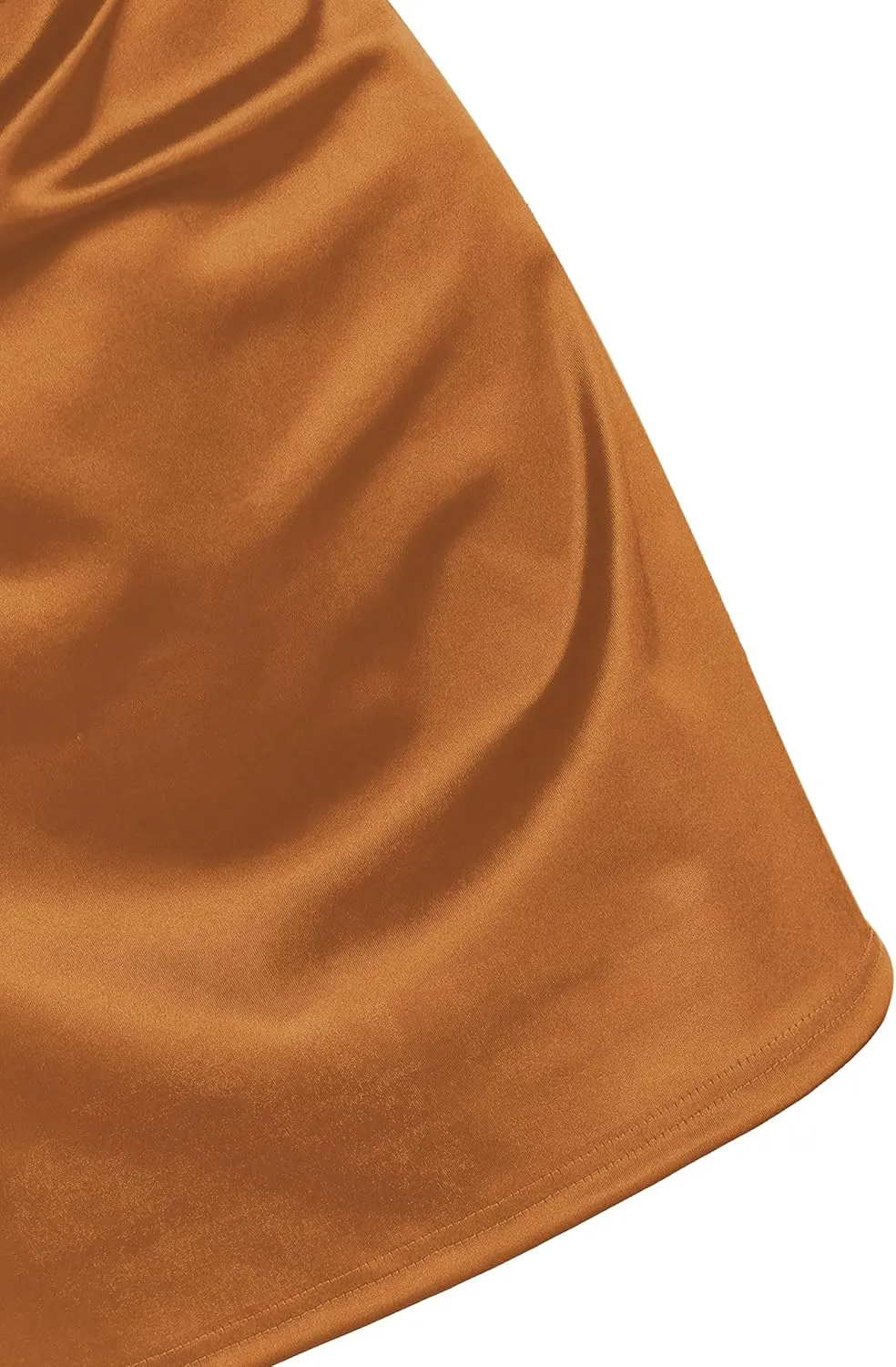 ZAFUL Women's Satin Sleeveless Spaghetti Strap Mini Dress Sexy Slip Cowl Neck Silky Cocktail Party Dresses