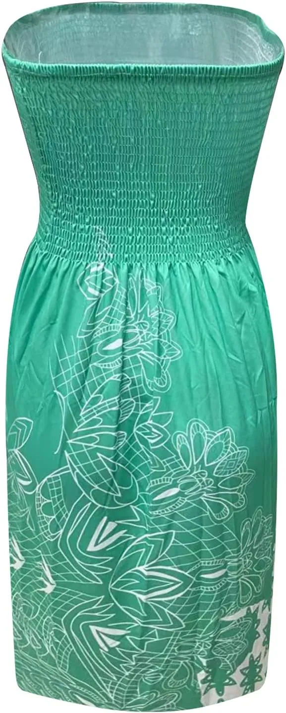Zyyfly Tube Top Dress Women Summer Beach Coverup Stretch Smocked Strapless Dress